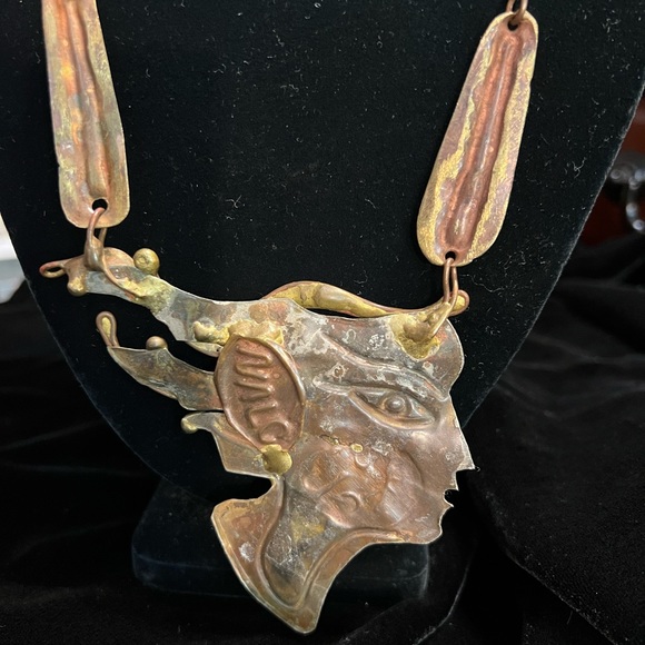 Vintage NALO Rare Art Deco Metal Necklace - Picture 2 of 4